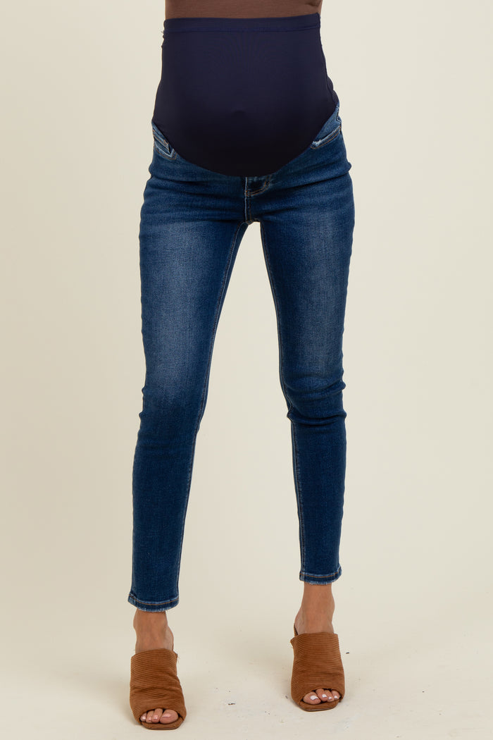 Navy Vintage Wash Maternity Skinny Jeans
