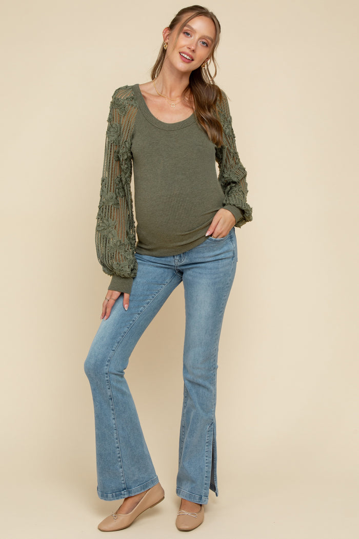 Light Blue Split Flare Bootcut Maternity Jeans