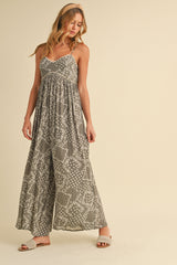Olive Paisley Printed Wide Relaxed Fit Maternity Jumpsuit