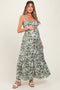 Olive Floral Waist Tie Maternity Maxi Dress