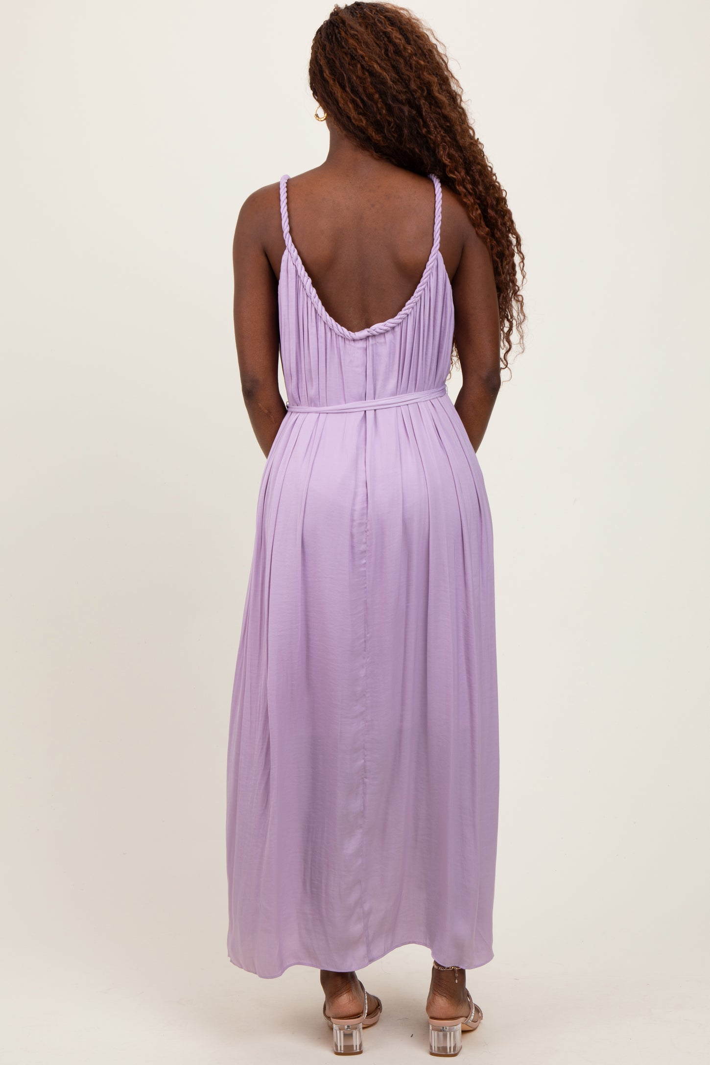 Lavender Braided Neckline Maxi Dress