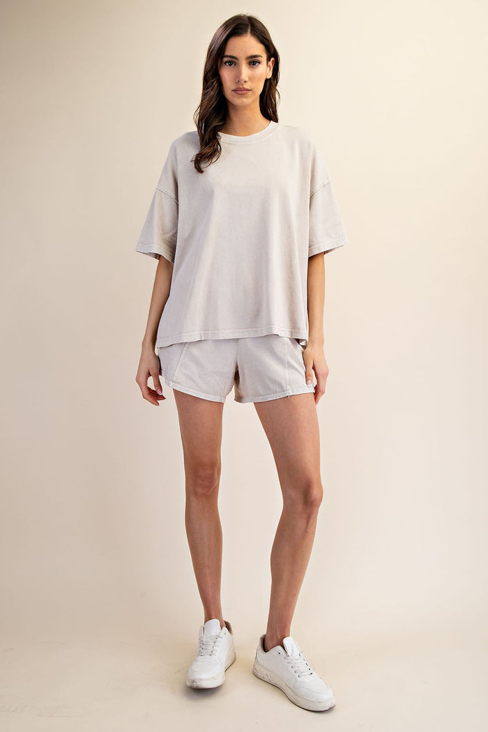 Light Grey Washed Oversized Boxy Tee