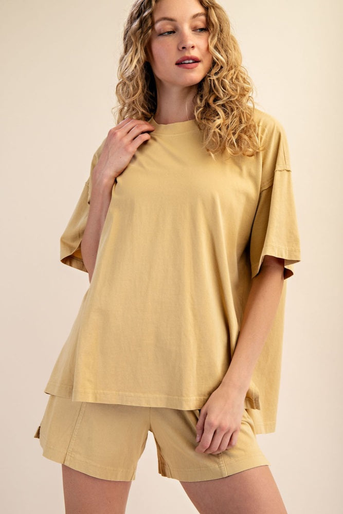 Yellow Washed Oversized Boxy Tee