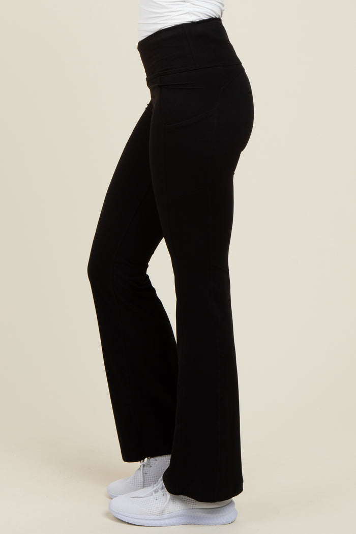 Black Active Pocket Flared Leggings