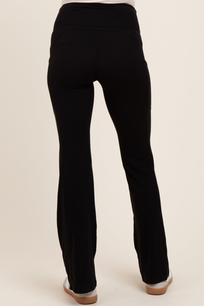 Black Active Pocket Flared Maternity Leggings