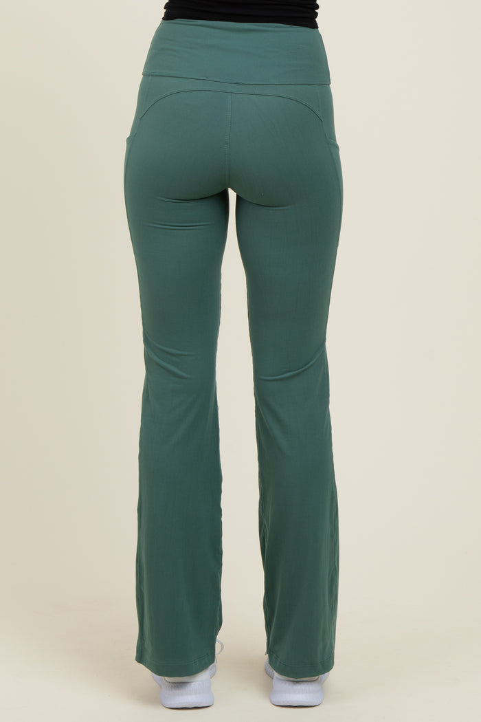 Forest Green Active Pocket Flared Leggings