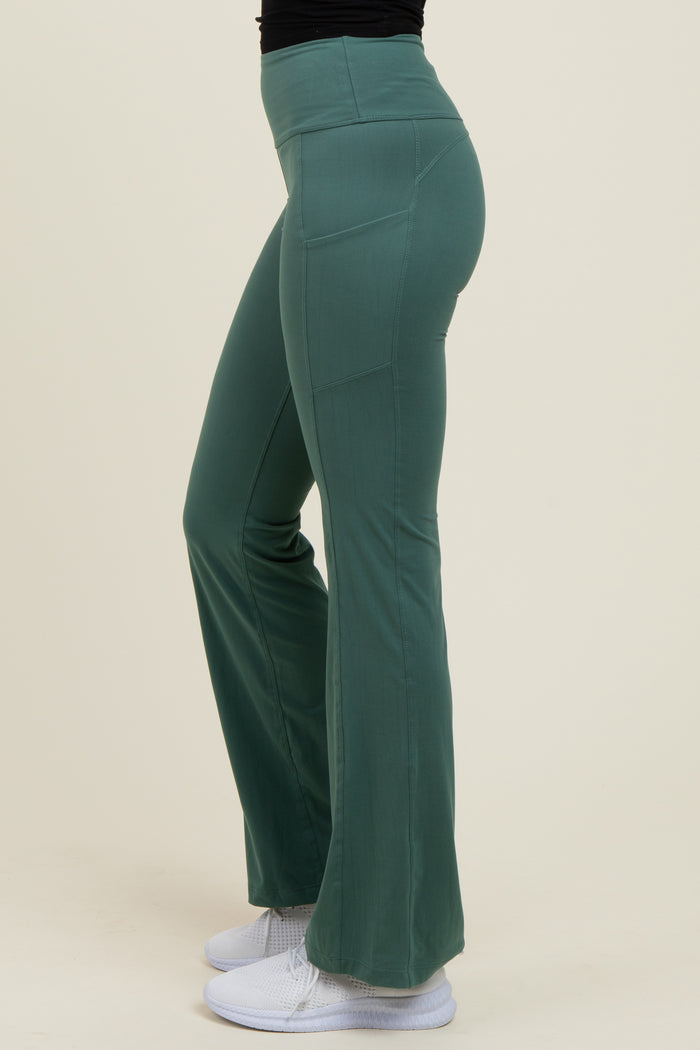 Forest Green Active Pocket Flared Leggings