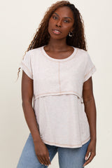 Beige Double Layer Short Sleeve Maternity Nursing Top