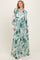 Forest Green Floral Chiffon Long Sleeve Maxi Dress