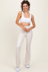 Cream Maternity Flared Leggings