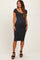 Charcoal Ribbed Wide Neckline Fitted Maternity Midi Dress