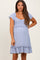 Blue Smocked Ruffle Detail Maternity Mini Dress