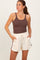 Cream Drawstring Stripe Detail Shorts