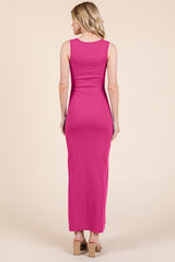 Fuchsia Ribbed Basic Maxi Dress
