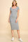 Gray Striped Button Square Neck Dress