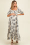 Ivory Rose Print Pleated Bodice Maternity Maxi Dress