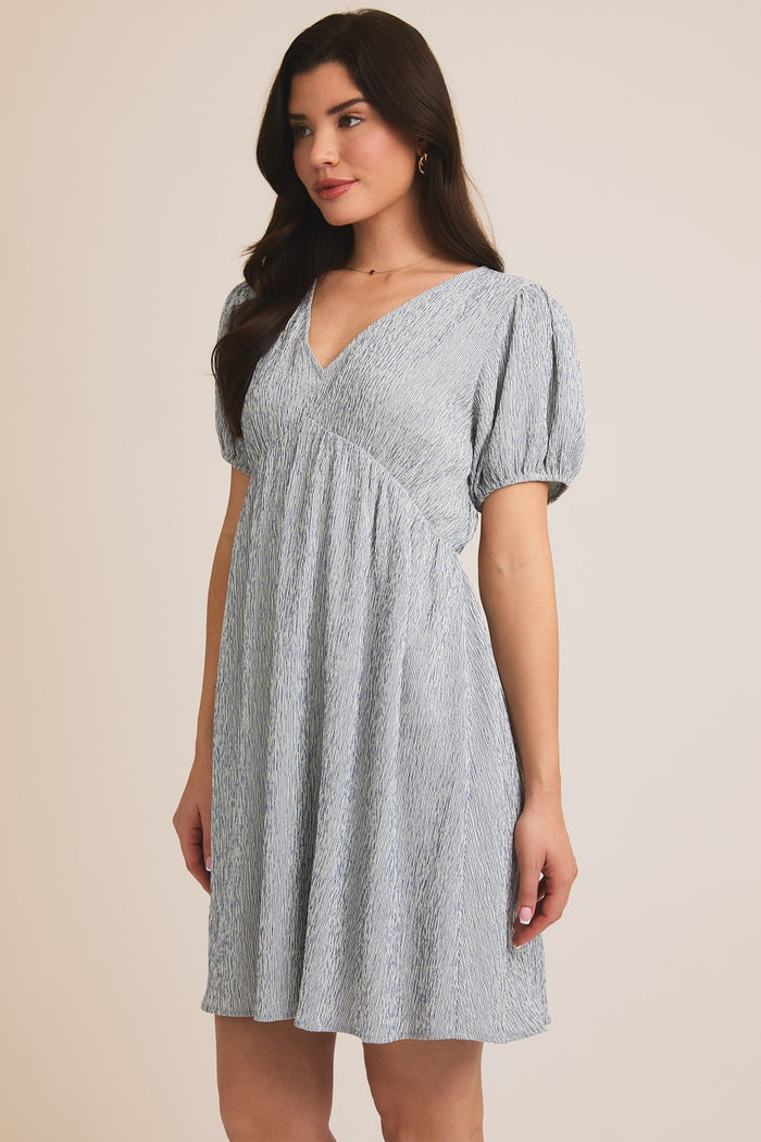 Navy Stripe Back Button Up Cutout Mini Dress