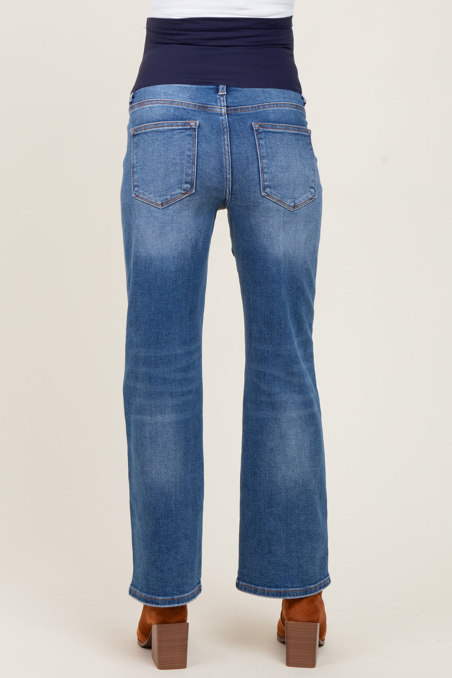 Blue Vintage Wash Ankle Bootcut Maternity Jeans