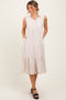 Cream Tiered Sleeveless Midi Shirt Dress