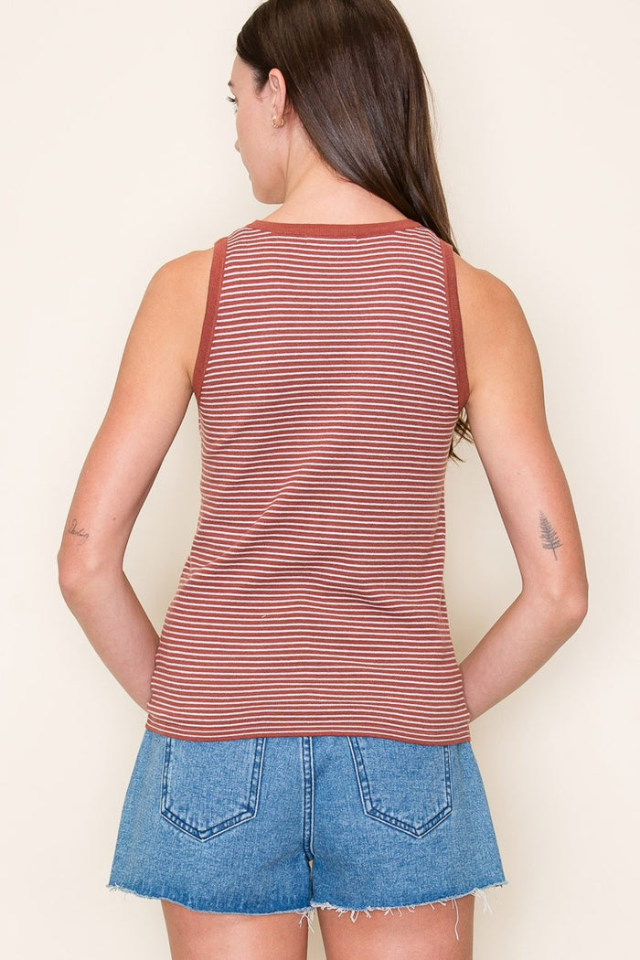Rust Striped Knit Tank