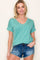 Jade Knit Stitch Accent Short Sleeve Top