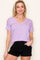 Lavender Knit Stitch Accent Short Sleeve Top