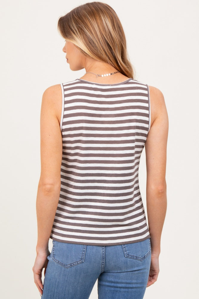 Charcoal Striped Maternity Tank Top