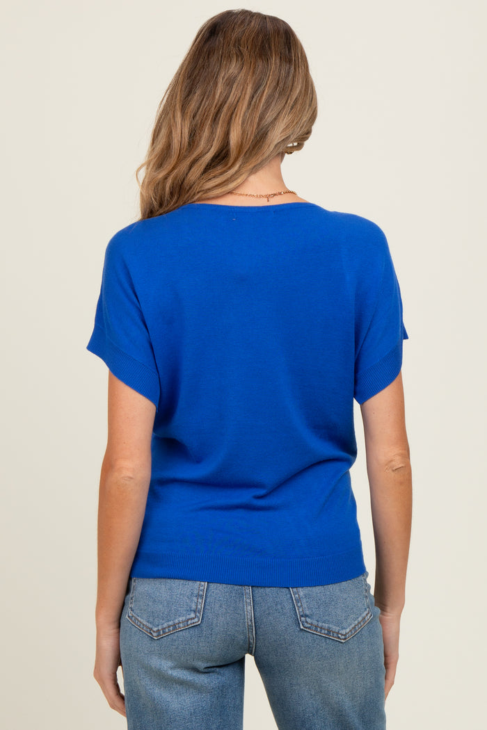 Royal Blue Knit Short Sleeve Maternity Top