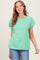 Green Button Shoulder Detail Short Sleeve Top