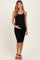 Black Double Layer Heavy Ribbed Sleeveless Maternity Dress