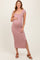Mauve Short Sleeve Side Slit Maternity Maxi Dress