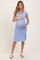 Light Blue V Neck Mineral Wash Side Slit Maternity Midi Dress