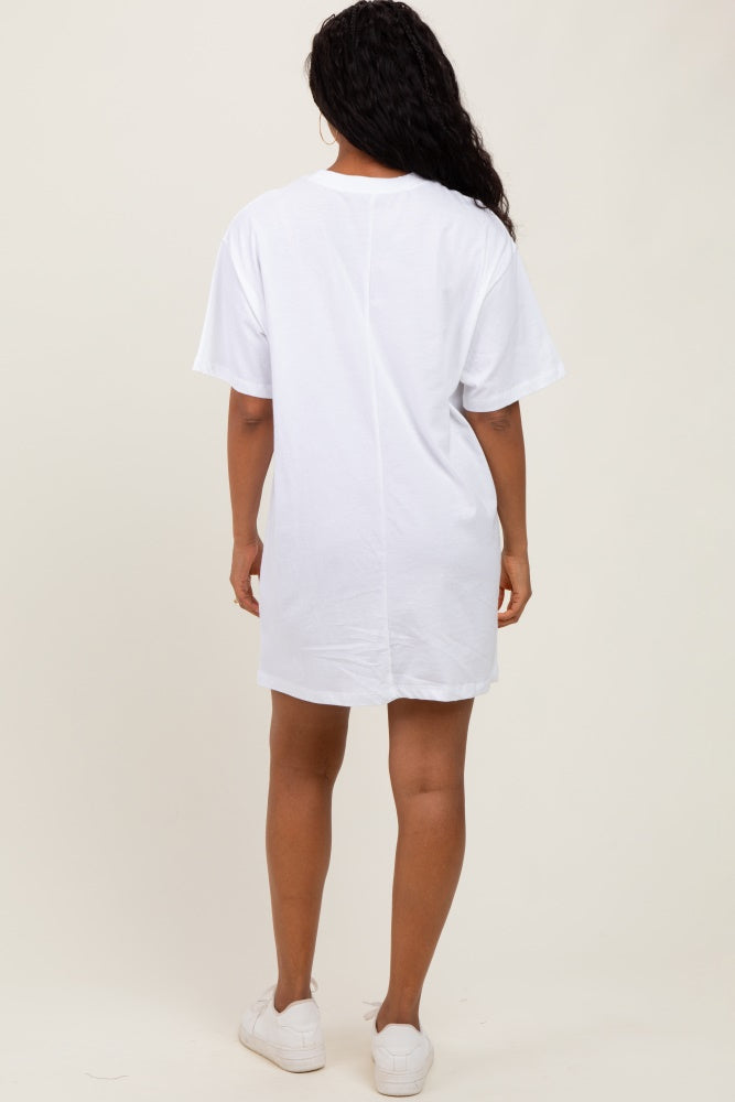 White Crewneck Short Sleeve T-Shirt Dress