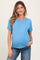 Blue Basic Round Neck Short Sleeve Maternity T-Shirt