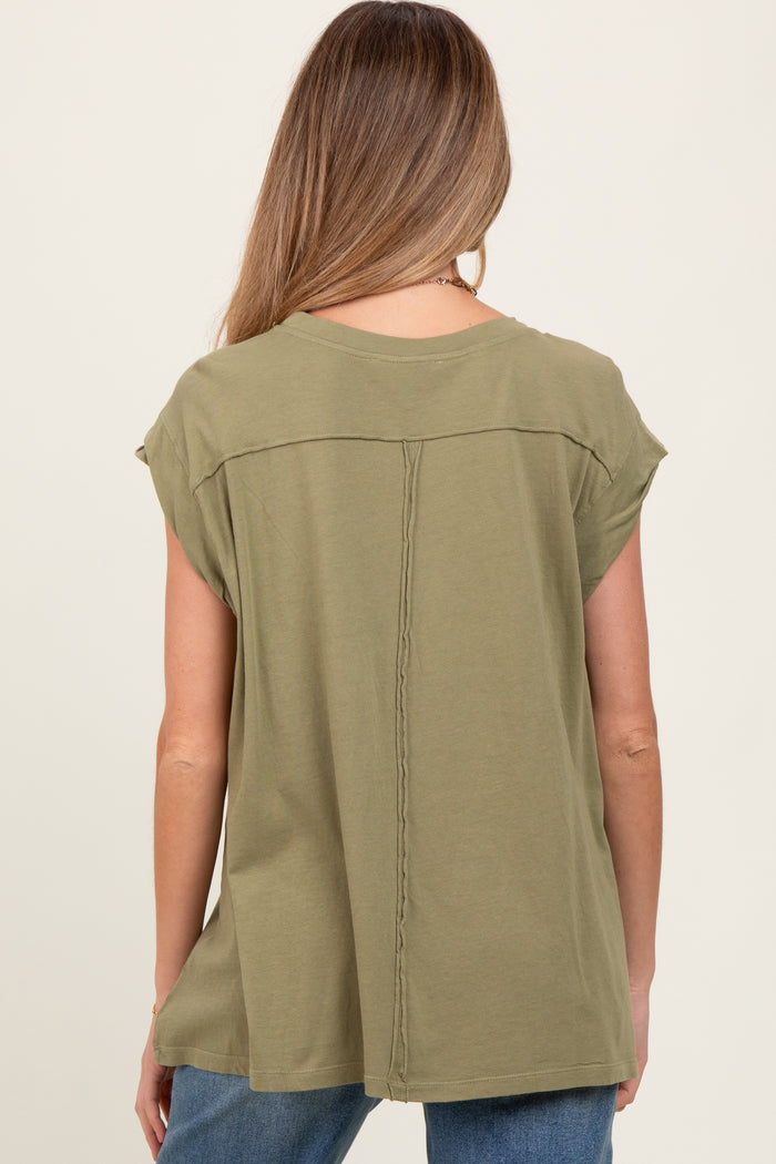 Olive Soft Oversized Maternity Top