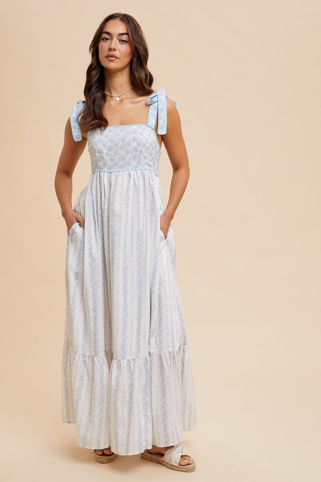 Light Blue Floral Cotton Dress