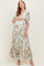 Sage Floral Print Elbow Sleeve V-Neck Tiered Maternity Maxi Dress