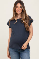 Charcoal Crew Neck Maternity Muscle Tee