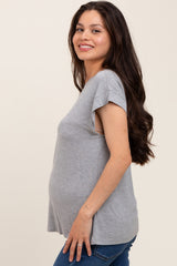 Heather Grey Crew Neck Maternity Muscle Tee