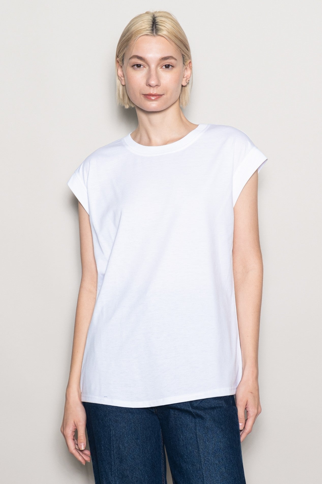White Crew Neck Muscle Tee