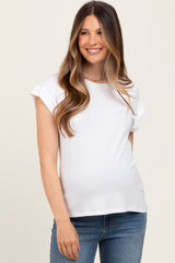 White Crew Neck Maternity Muscle Tee