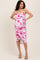 Pink Floral Ruched Tulip Hem Maternity Midi Dress