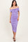 Lavender Knotted Off Shoulder Ruched Midi Dress