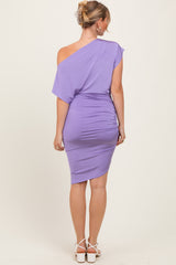Lavender One Shoulder Ruched Dress