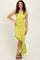 Lime One Shoulder Asymmetrical Ruffle Dress