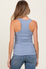 Blue Button Front Maternity Tank Top