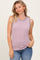 Mauve Solid Ribbed Tank Top