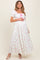 Ivory Bow Print Shirred Bodice Puff Sleeve Maternity Dress