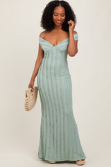 Light Olive Ruffle Texture Convertible Backless Maxi Dress
