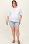 Light Blue Cuffed Raw Hem Maternity Plus Denim Shorts